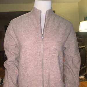 COS ZIP FRONT BEIGE TAN WOOL TUNIC CARDIGAN